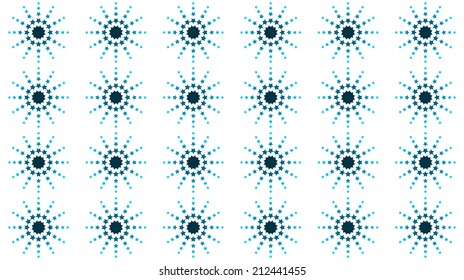 Stars in different tons of blue in form of circles on white seamless background. Vector illustration EPS10.
