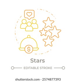 Stars dishes duo tone concept icon. Highly profitable and popular goods. Menu engineering matrix. Round two color outline illustration. Abstract vector design. Easy to use in presentation