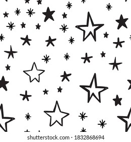 Stars doodle seamless pattern. Background texture of star illustrations.