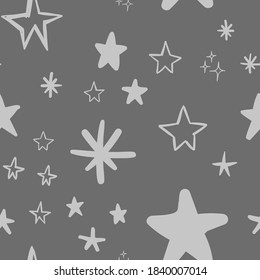Estrellas garabatean un patrón sin fisuras. Textura de fondo de las ilustraciones de estrellas.