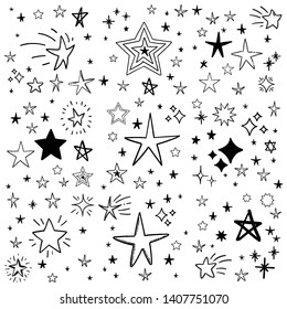 Set Hand Drawn Different Stars Painting Stock Vector (Royalty Free ...