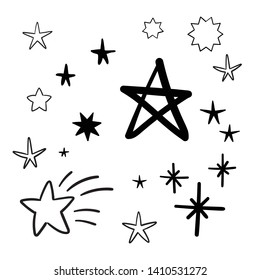 Stars Doodle Set Hand Drawn Star Stock Vector (Royalty Free) 1410531272 ...