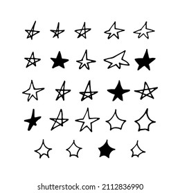 stars doodle set. hand drawn collection. 