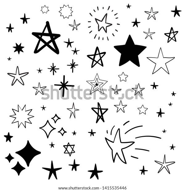 Stars Doodle Set Hand Drawn Star Stock Vector (Royalty Free) 1415535446 ...