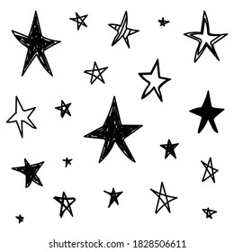 Stars Doodle Vector . Hand Drawn Stars Set Collection Illustration