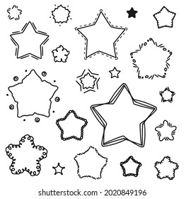 vector doodle de estrellas dibujado sobre fondo blanco