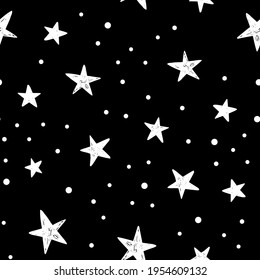 Stars and dots doodle background.