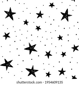 Stars and dots doodle background.