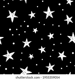 Stars and dots doodle background.