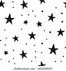 Stars and dots doodle background.