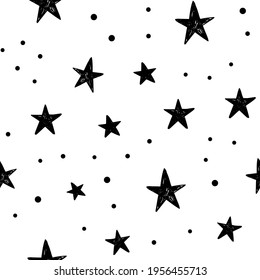 Stars and dots doodle background.