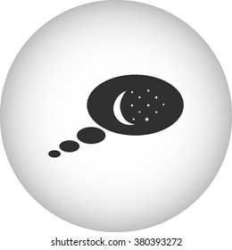 Stars dream sleep cloud simple icon on  round background