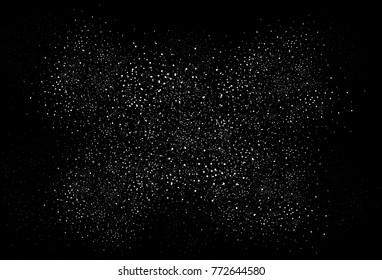 Stars dust scattered glitter and comet in galaxy snow winter glitter on black abstract background in horizontal