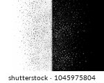 Stars dust scattered glitter in galaxy snow winter two tone abstract background in half vertical. Black and white distress template