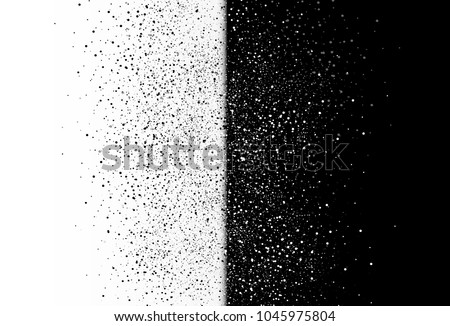 Stars dust scattered glitter in galaxy snow winter two tone abstract background in half vertical. Black and white distress template