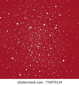 Stars dust snow scatter Christmas concept in winter red abstract background