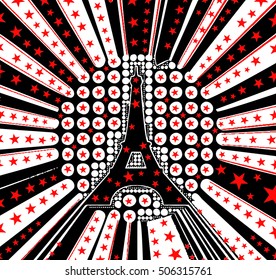 stars with eiffel tower silhouette vector print pattern