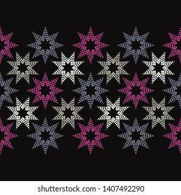 Stars. Ethnic boho seamless pattern. Lace. Embroidery on fabric. Patchwork texture. Weaving. Traditional ornament. Tribal pattern. Folk motif. Can be used for wallpaper, textile, wrapping, web.