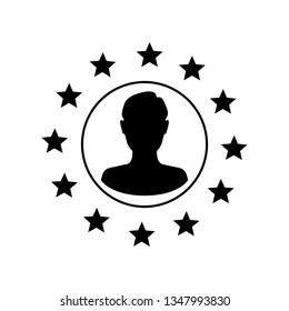 Stars of the European Union man silhouette inside. Brexit concept. Vector