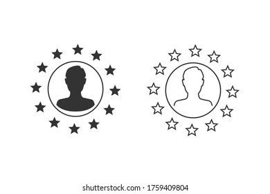 Stars of the European Union man silhouette inside. Brexit concept. Vector icon set