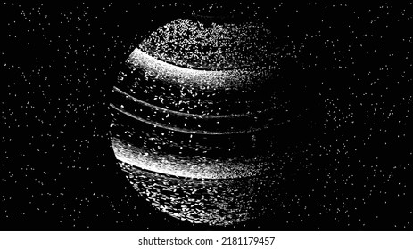 Stars and exoplanet in outer space. Futuristic landscape, with noise texture . Night landscape with starry sky .Vector illustration