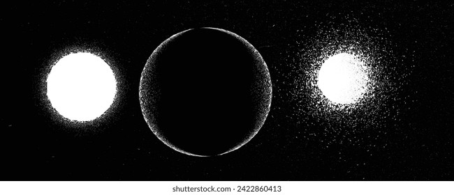 Sterne und Exoplaneten im Weltraum. Futuristische Landschaft mit Rauschstruktur. Nachtlandschaft mit Sternenhimmel .Vektorgrafik