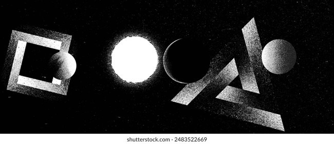  Stars and exoplanet in outer space. Futuristic landscape, with noise texture . Night landscape with starry sky .Vector illustration
