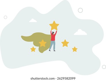 stars expert, excellence or great service, quality and good reputation professional, award winning or best rating concept, character life .