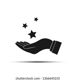 stars fall into the outstretched palm. Flat design style