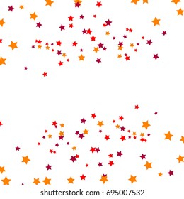 Stars Falling Confetti Print. Vector Background for Birthday Party, Celebration, Festival. White Background With Gold And Red Stars.