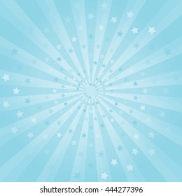Stars Fireworks. Abstract Light Blue rays background. Vector