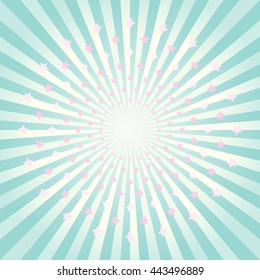 Stars Fireworks. Abstract Light Green rays background. Vector