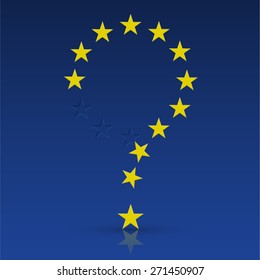 The stars of the flag of the European Union in the form of a question mark. Vector illustration.