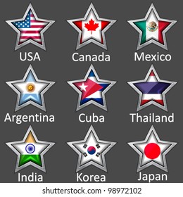 stars with flags icon vector