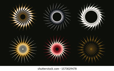 stars flakes symbols set in dark gold red shades on black