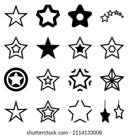 Stars Flat Icon Set Isolated On White Background