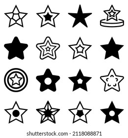 Stars Flat Icon Set Isolated On White Background