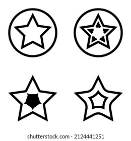 Stars Flat Icon Set Isolated On White Background