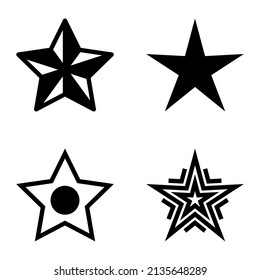 Stars Flat Icon Set Isolated On White Background