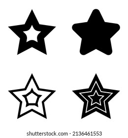 Stars Flat Icon Set Isolated On White Background