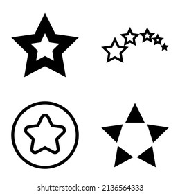 Stars Flat Icon Set Isolated On White Background