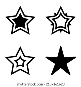 Stars Flat Icon Set Isolated On White Background