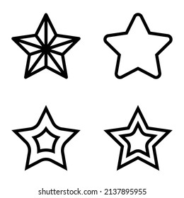 Stars Flat Icon Set Isolated On White Background