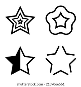 Stars Flat Icon Set Isolated On White Background