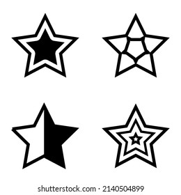 Stars Flat Icon Set Isolated On White Background