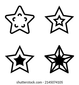 Stars Flat Icon Set Isolated On White Background