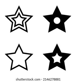 Stars Flat Icon Set Isolated On White Background