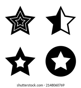 Stars Flat Icon Set Isolated On White Background