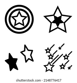 Stars Flat Icon Set Isolated On White Background