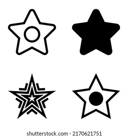 Sterne mit flattem Symbolsatz einzeln auf weißem Hintergrund